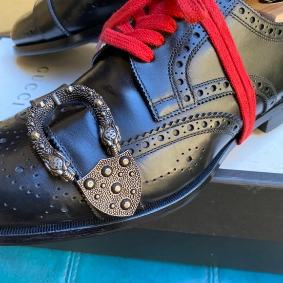 GUCCI QUEERCORE Medallion Wingtip Oxford Brogues496266 G9.5=US10